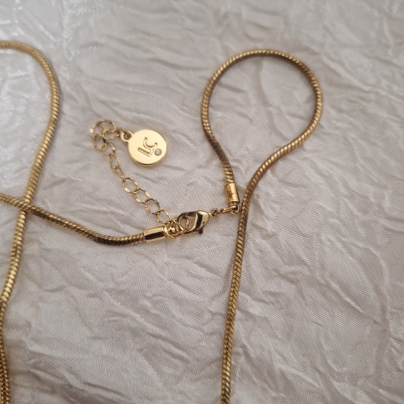 Vtg Liz Claiborne Two Tone Fringe Fan Drop Statement Necklace 18-20" G &S Tone - Picture 6 of 6